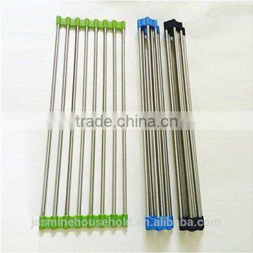 2016 Roll Up Silicone Handy Drainer Commercial Stainless Steel Dish Rack photo-5