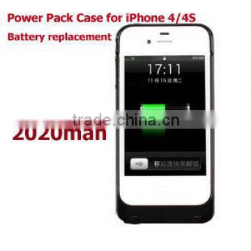 Black Color, Metal Case 2020mAh Backup Power Pack for iPhone 4/4S