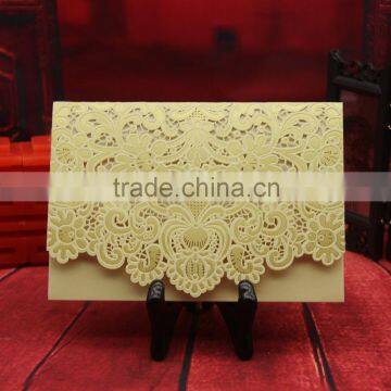 Gold Hot Stamping Laser Cut Wedding Invitation Cards With Envelopes photo-3
