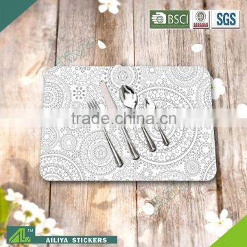 Hot selling eco-friendly kitchen advertising colorful promoting custom printed white placemats