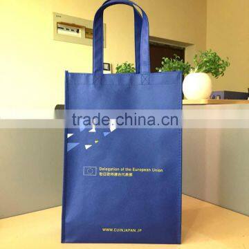 OEM non woven bag with"X" cross handles and 3 colors by silk-screen printing