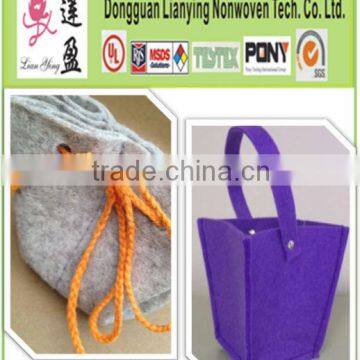 multi polyester drawstring colorful felt bag (popular colorful felt for handicrafts)