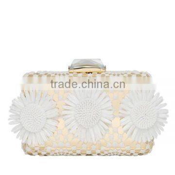 Evening bags for girls with white sunflower, Gold Evening Clutch bags for Lady EV1144