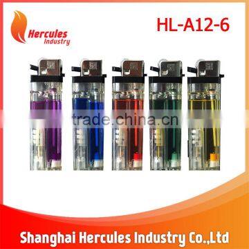 HL-A12-6 Refillable butane cigarette LED plastic lighter