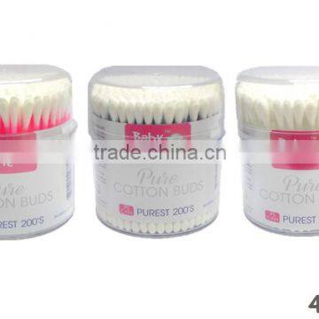 Cotton Bud 200 Pcs Hard Round PS Can