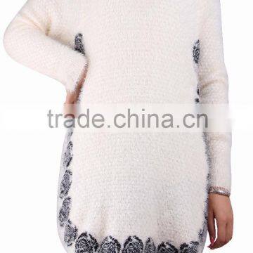 2015 new product rose shape pullover long knitting sweater for lady