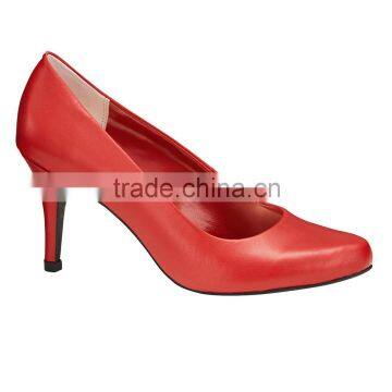 2016 High Fashion Tiny Square Shape High Heel Classic Ladies Breatheable PU Lining Comfortable RED Sheep Skin Pump Shoes