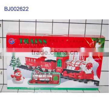 happy kids toy Christmas train funny plastic slot toy smoking train