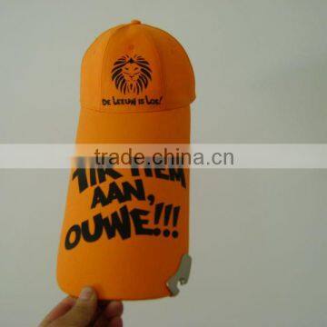 30cm long peak Holiday customized printing Football Cap With bottle opener