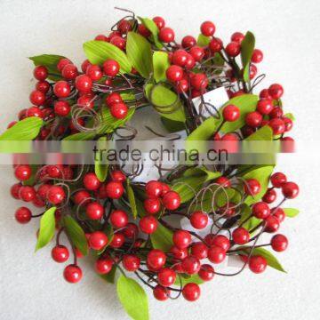 2015 Christmas flower 10" Christmas cream red berry candle ring