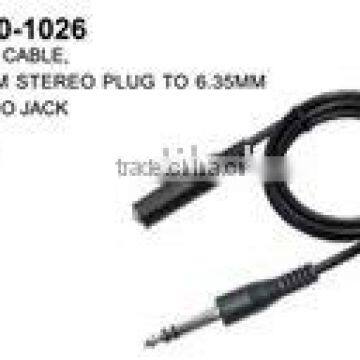 AUDIO CABLE,6.35MM STEREO PLUG TO 6.35MM STEREO JACK