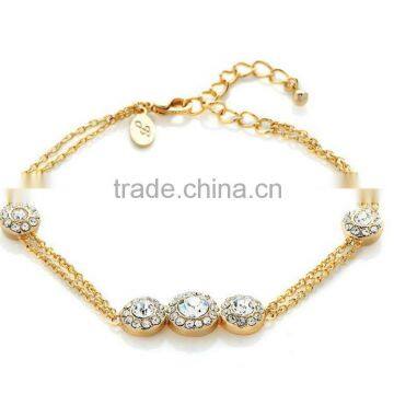 Fashion Jewelry Gold Plated Crystal Charm Bracelet Bangles For Women