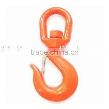 Forged alloy steel swivel hook with latch, hoist hook / grab hook