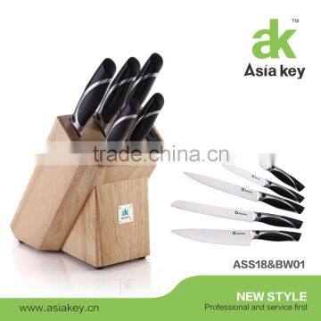 Practical complete kitchen knife set, professional s.s knife, wood block