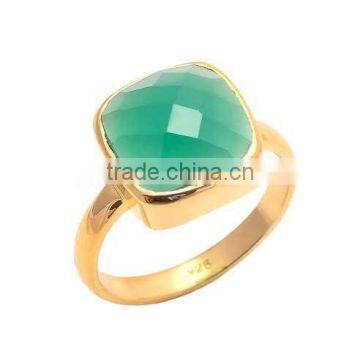 The Gopali Jewellers Green Onyx Gemstone Rings -Vermeil Gold