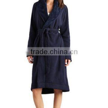 Womens Cotton/polyester Blend Duffield Robe--Navy