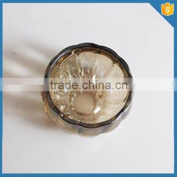 Vintage Pumpkin Bowl Gold Glass Fluted Edged photo-2