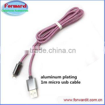 aluminum fabric braid soft OD3.5 micro usb cable