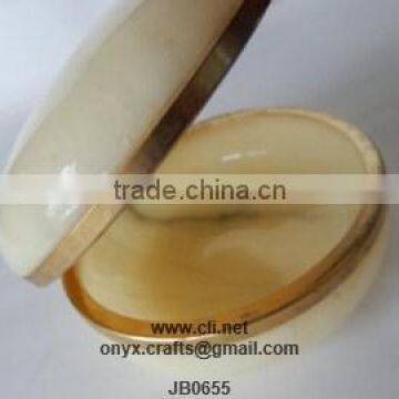 White Onyx Round Jewelry Box