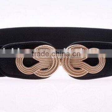 Korea Style Fashion All-match Ladies or Women Dough Twist Metal Buckle Elastic Wide Waist Belt for Dress and Long Coat photo-2