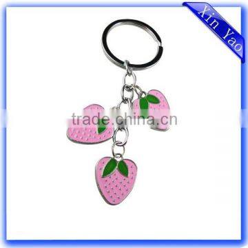 Hot sale cheap strawberry shaped custom metal bulk keychain