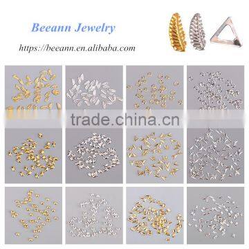 2016 Hot sale Gold 3D Metal Nail Art Stud Wholesale Nail Art Slice Art Metal Decoration