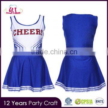 BLue Cheerleader Costume With Pompom Kit Latest Fancy Tops Girls Ladies Fancy Items