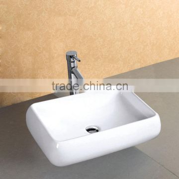 Rectangular Shaped White Glazed Ceramic Bathroom Sink