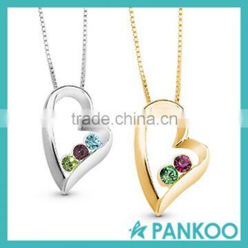 Sterling Silver and gold-plated sterling Lovely personalized Heart Birthstone Necklaces for mom, grandma, Mother's Day, her birt