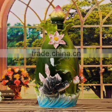 Lotus decoration High quality custom made ceramic wine bottles                        
                                                                                Supplier's Choice