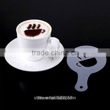 16Pcs/set Fashion Latte Cappuccino Coffee Barista Stencils Template Strew Pad Duster Spray Tools 2016 Hot Sale