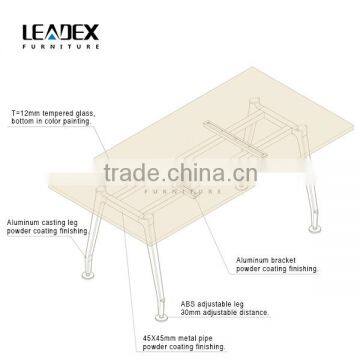 Modern Moving Cabinet Return Black Tempered Modern Glass Office Desk photo-4