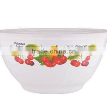 Porcelain enamel footed mixing bowl for salad