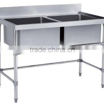 Double Stainless Steel Bench Sink Without Undershelf