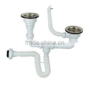 Big Head Sink Trap With Overflow for Double Bowl Sinks Flexible Body 40-50mm (YP076)