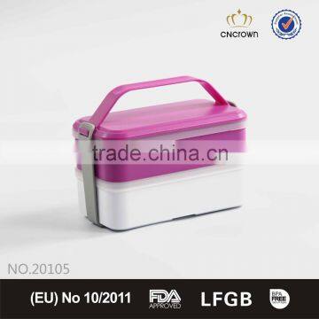 fashion bento portable 2 layer plastic lunch box