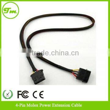 24" black 4 Pin Molex Black Sleeved Power Extension Cable For PC Computer PSU