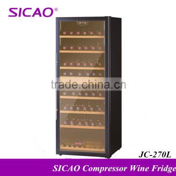 Single zone 4-18 degree 102 bottles transparent door wine refrigerator