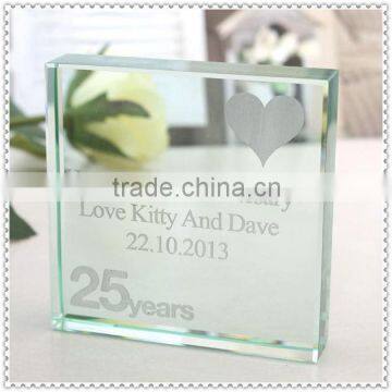 Customzied 25th Anniversary Glass Block For Desktop Gifts