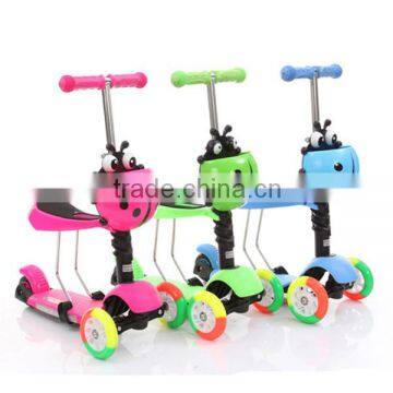 Child 3 in 1 adjustable kick scooter/kid kick foot scooter 3 wheels/wholesale cheap kids kick scooter