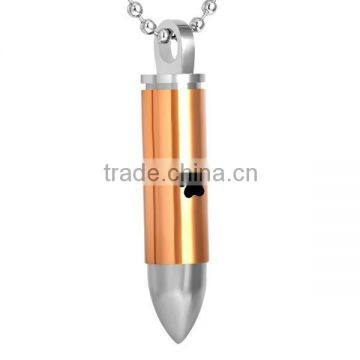SRP8378-Golden Hot Pet Keepsake Memorials Pendant Paw Print Bullet Stainless Steel Cremation Urn Pendant photo-2