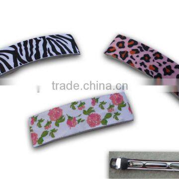 fashion printed ribbon covered barrettes