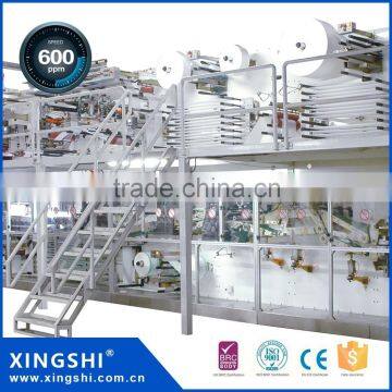 Full-Servo High Speed Elastic Wings Sleepy Ultra Thin Baby Diaper Making Machine China Manufacturer