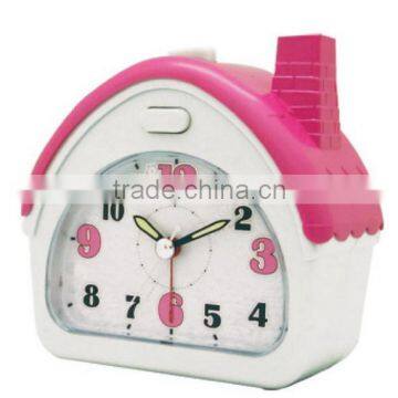 ML12502 Pink Decor Melody desk alarm clock with house image