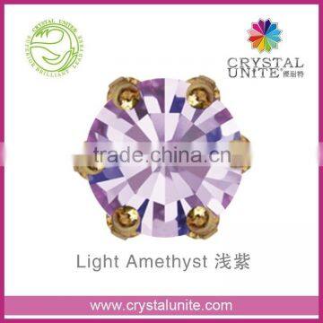 Crystal Unite Lead Free Chaton in Crown Setting, Light Amethyst