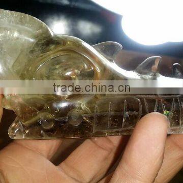 Nature smoky citrinelovely dragon skull head for sale