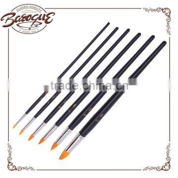 Cheap Custom Bulk Wholesale Paintbrush Art Supplier 6Pcs Round Nylon Artist Paint Brush Plated Tube Wood Handle Painting Brushes
