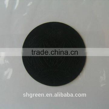 Straight Cut Black Background Black Logo Woven Label