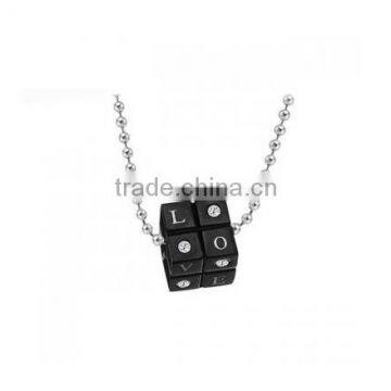 Stainless Steel Crystal Love Dice Necklace