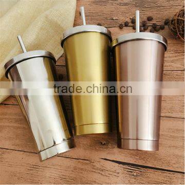 Heritage collection double wall stainless steel thermos tumbler travel mug/insulated vacuum water bottle with cover and straw